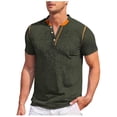 thumbnail image 1 of Aofany Mens Big & Tall Henley Shirt, Short Sleeve Shirts for Men Summer Casual Loose Fit Solid Color Button Up T-Shirts, 1 of 3