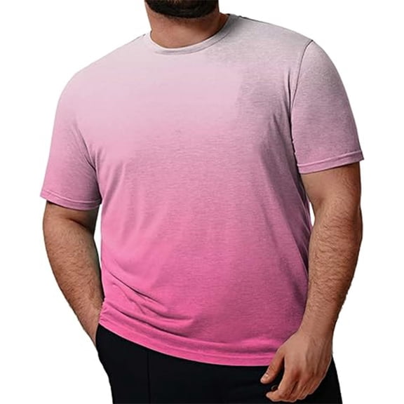 Aofany Mens Big & Tall T-Shirts, Oversized T Shirts for Men Summer Casual Loose Fit Solid/Gradient Color Crewneck Short Sleeve Shirts