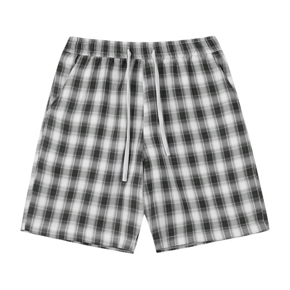 Aofany Mens Casual Shorts Elastic Waist Drawstring Sports Shorts With Pockets Home Plaid Shorts