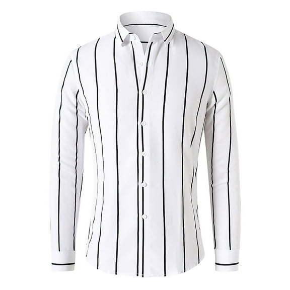 Aofany Mens Dress Shirts Casual Stripes Long Sleeve Shirts Lightweight Comfort Button Up Shirts Plain Wrinkle Free Business Shirt
