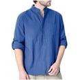 thumbnail image 1 of Aofany Mens Long Sleeve Button T Shirts Casual Plain Pullover Tops Loose Basic Tee, 1 of 2