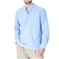 thumbnail image 1 of Aofany Mens Long Sleeve Button T Shirts Casual Plain Pullover Tops Loose Basic Tee, 1 of 2