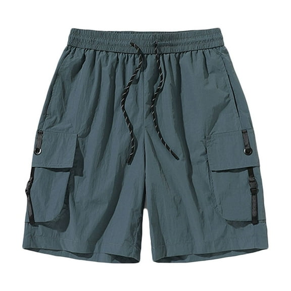 Aofany Mens Outdoors Cargo Shorts Casual Drawstring Solid Sport Shorts Elastic Waist Summer Shorts
