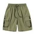 thumbnail image 1 of Aofany Mens Outdoors Cargo Shorts Casual Drawstring Solid Sport Shorts Elastic Waist Summer Shorts, 1 of 8