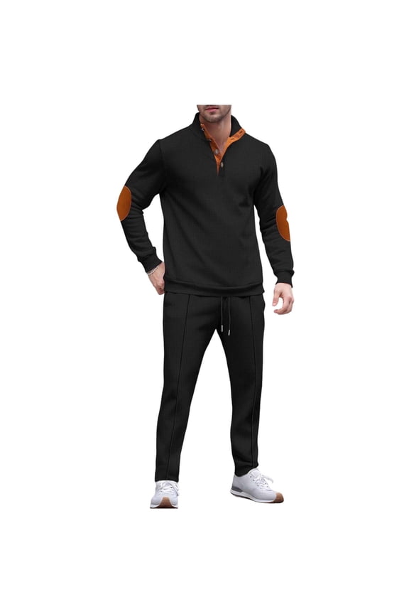 Mens Outfits 2 Piece Long Sleeve Button Down Sweatshirt And Pant Lounge Sets for Men Solid Loose Fit Warm Up Men Tracksuit