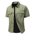 thumbnail image 1 of Aofany Mens Short Sleeve Classic Shirts Fishing Casual Regular-Fit Button-Up Collared Double Pocket Dress Shirt Top Tees Blouses Beach Shirt, 1 of 8