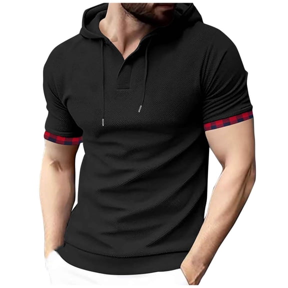 Aofany Men's Summer Hooded Shirt Short Sleeved Casual Sports T-shirt Top Comfy Mens Blouse