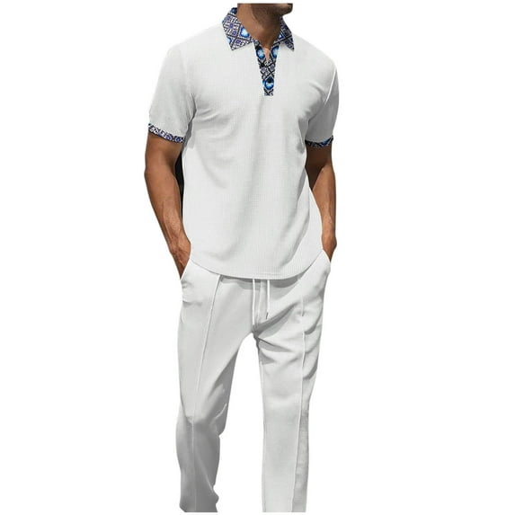 Aofany Mens Suits Mens Sets 2 Piece Outfits Fashion Tracksuits Casual Set Plus Size Short Sleeve And Pants Set