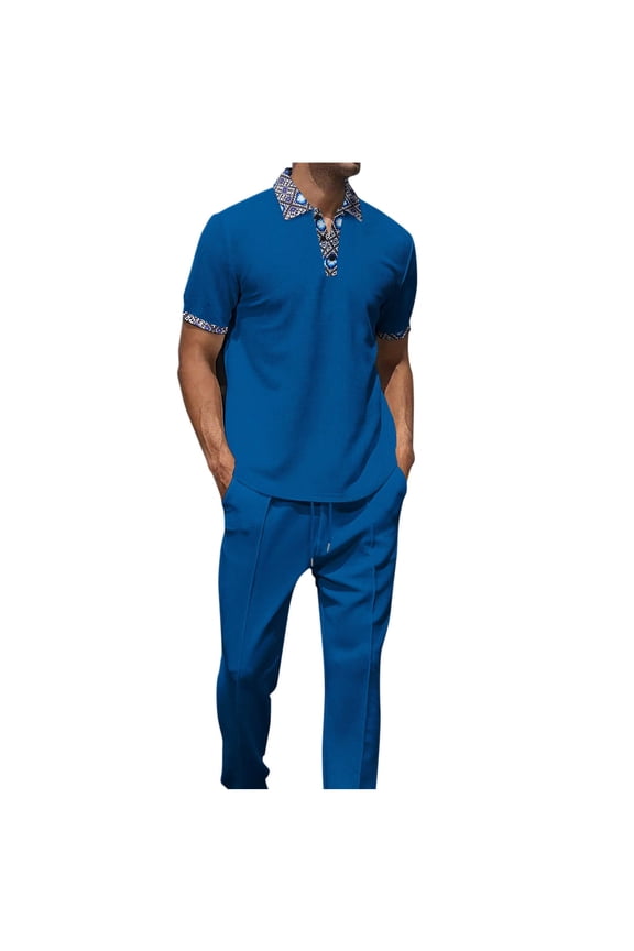 Mens Suits Mens Sets 2 Piece Outfits Fashion Tracksuits Casual Set Plus Size Short Sleeve And Pants Set