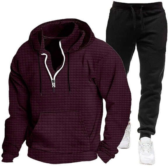 Aofany Mens Sweat Suit Set Plus Size Tracksuit Jogging 2 Piece Athletic Outfit Hoodie Sports Sweatsuit Pullover Sets