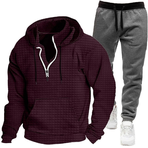 Aofany Mens Sweat Suit Set Plus Size Tracksuit Jogging 2 Piece Athletic Outfit Hoodie Sports Sweatsuit Pullover Sets