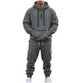 thumbnail image 1 of Aofany Mens Sweat Suits 2 Piece Outfit Vintage Sports Zip Up Tracksuit Sets Fall Winter Oversized Hoodie Set with Pockets, 1 of 8