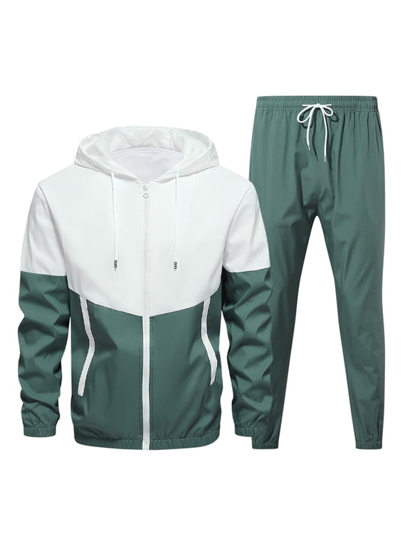 Mens Sweatsuit, Mens Sports Suit Zipper Jacket + Elastic Waist Trousers (with Reflective Strips), Big and Tall Track Suits, Tracksuits for Men Set, Fall Winter Sweatsuits