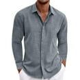 thumbnail image 1 of Aofany Mens T-Shirt Tops, Men's Button Trend Casual Shirts Cotton Linen Shirts Long Sleeve Shirts, 1 of 5