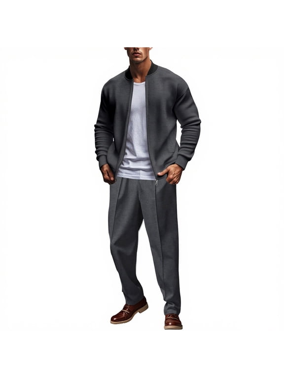 Mens Tracksuit 2 Piece Jacket Sets Mens Full Zip Up Sweatshirt and Pants Suits Sport Fitness Casual Outfits