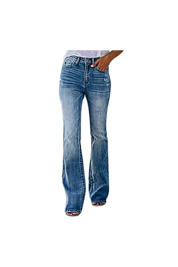 Mid Rise Jeans for Women Stretch Skinny Flare Leg Denim Pants Bootcut Jeans with Pockets
