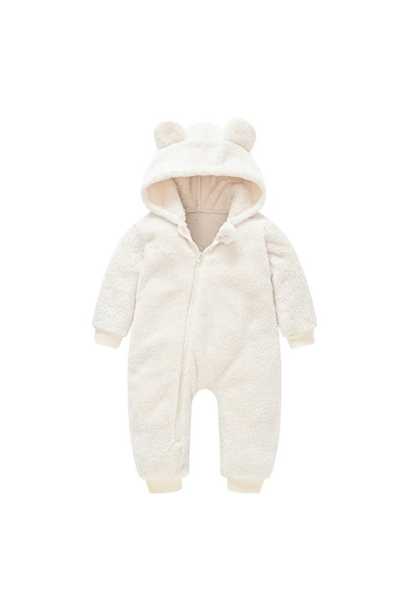 Newborn Baby Bear Romper, Toddler Girls Boys Fleece Warm Hooded Romper Jumpsuit, Baby Winter Clothes for 0-6 Months, Children's Outfits
