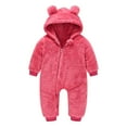 thumbnail image 1 of muxika Newborn Baby Bear Romper, Toddler Girls Boys Fleece Warm Hooded Romper Jumpsuit, Baby Winter Clothes for 0-6 Months, Children's Outfits, 1 of 3