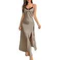 thumbnail image 1 of Aofany Nightgowns for Women Long Satin Silk Lace Slit Nightgown Chemise Dress Cami Nightshirts, 1 of 8