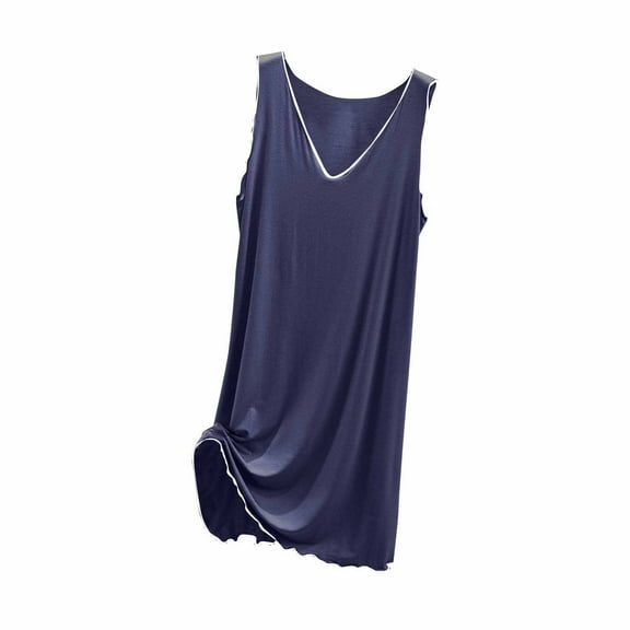 Aofany Nightshirt for Women Sleeveless Sleepwear Nightgown V Neck Tunic Tank Dress Casual Lounge Loose Pajama Dress