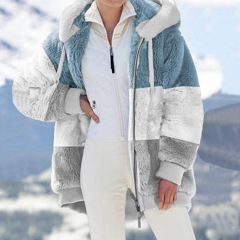 Aofany North Face Outerwear Womens Warm Faux Coat Jacket Winter Zipper Long Sleeve Outerwear