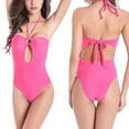 thumbnail image 1 of Aofany One Piece Swimsuits for Women Cutout Tie Backless Monokini Halter Bathing Suits Slimming Swimwear, 1 of 5