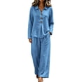 thumbnail image 1 of Aofany Outfits Sets for Women Long Sleeve Shirts & Wide Leg Pants Loose Fit Casual 2 Piece Sets, 1 of 4
