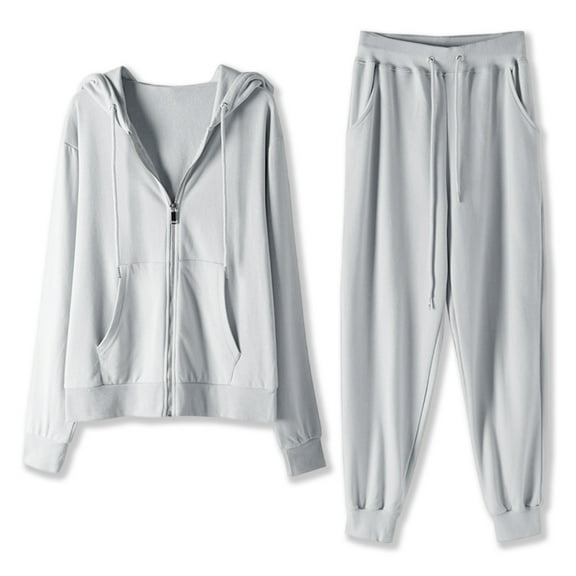 Aofany Outfits for Women 2 Piece Sets Solid Color Hooded Sweatshirt And Pant Tracksuit Sport Suit Jogger Sets