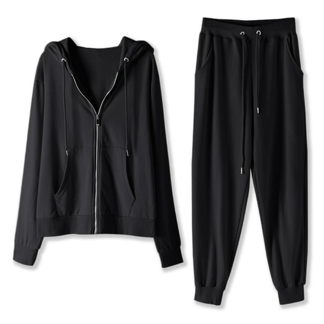 Aofany Outfits for Women 2 Piece Sets Solid Color Hooded Sweatshirt And Pant Tracksuit Sport Suit Jogger Sets