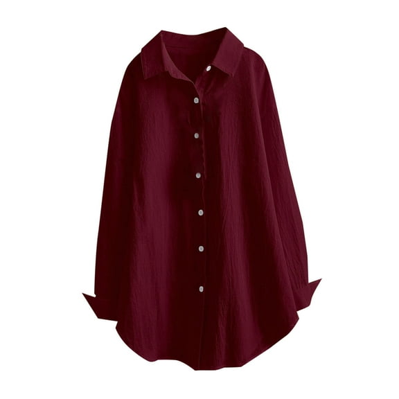 Aofany Oversized Shirts for Women Long Sleeve Button Down Lapel T Shirts Tops Trendy Womens Blouses