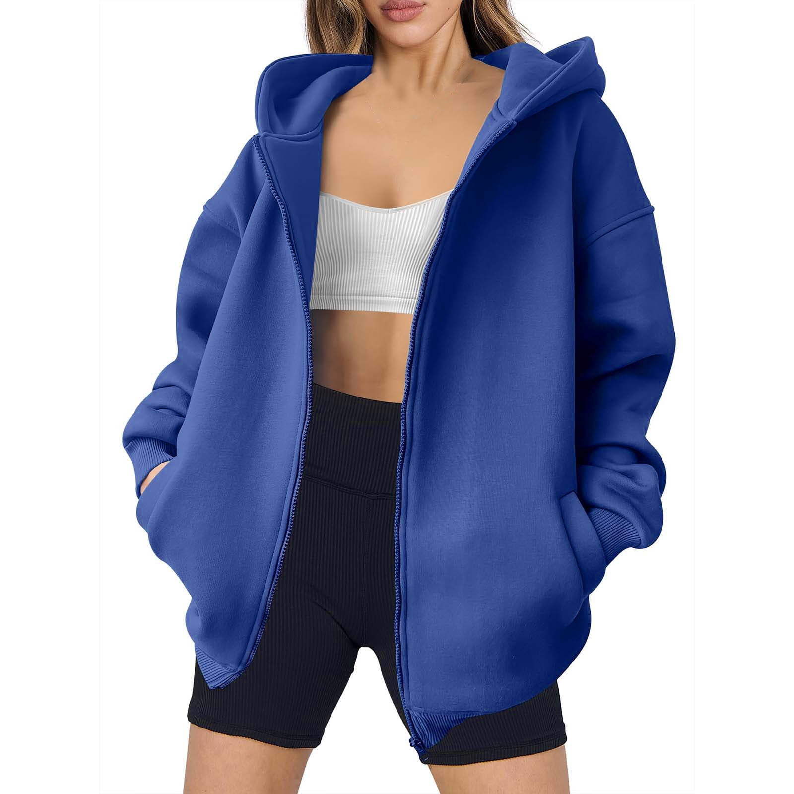 Jsaierl Oversized Zip Up Hoodie for Women Baggy Loose Basic Jsaierl Oversized Zip Up Hoodie for Women Baggy Loose Basic