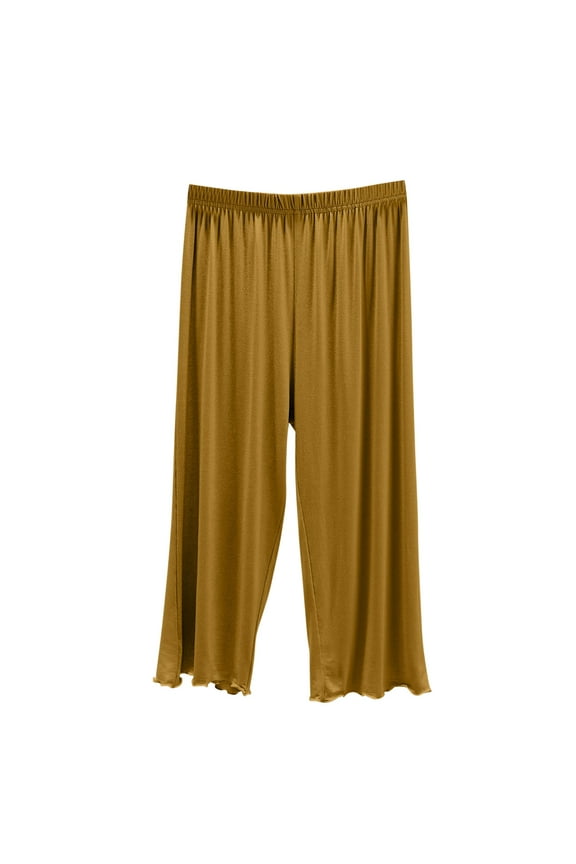 Pajama Pants Womens Plus Size Capris Elastic Waist Soft Cotton Sleep Pjs Bottoms Cropped Pants