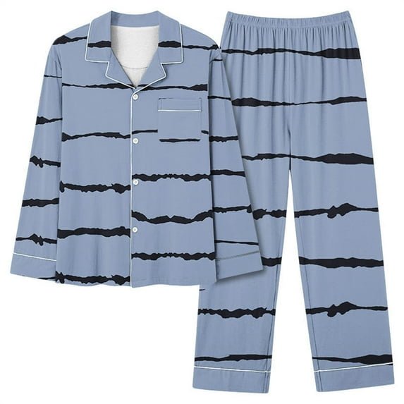 Aofany Pajamas Set for Women Long Sleeve Sleepwear Button Down Nightwear with Long Pants Soft Comfy Stripes Pjs Lounge Set