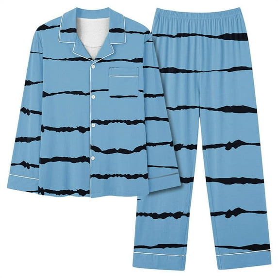 Aofany Pajamas Set for Women Long Sleeve Sleepwear Button Down Nightwear with Long Pants Soft Comfy Stripes Pjs Lounge Set