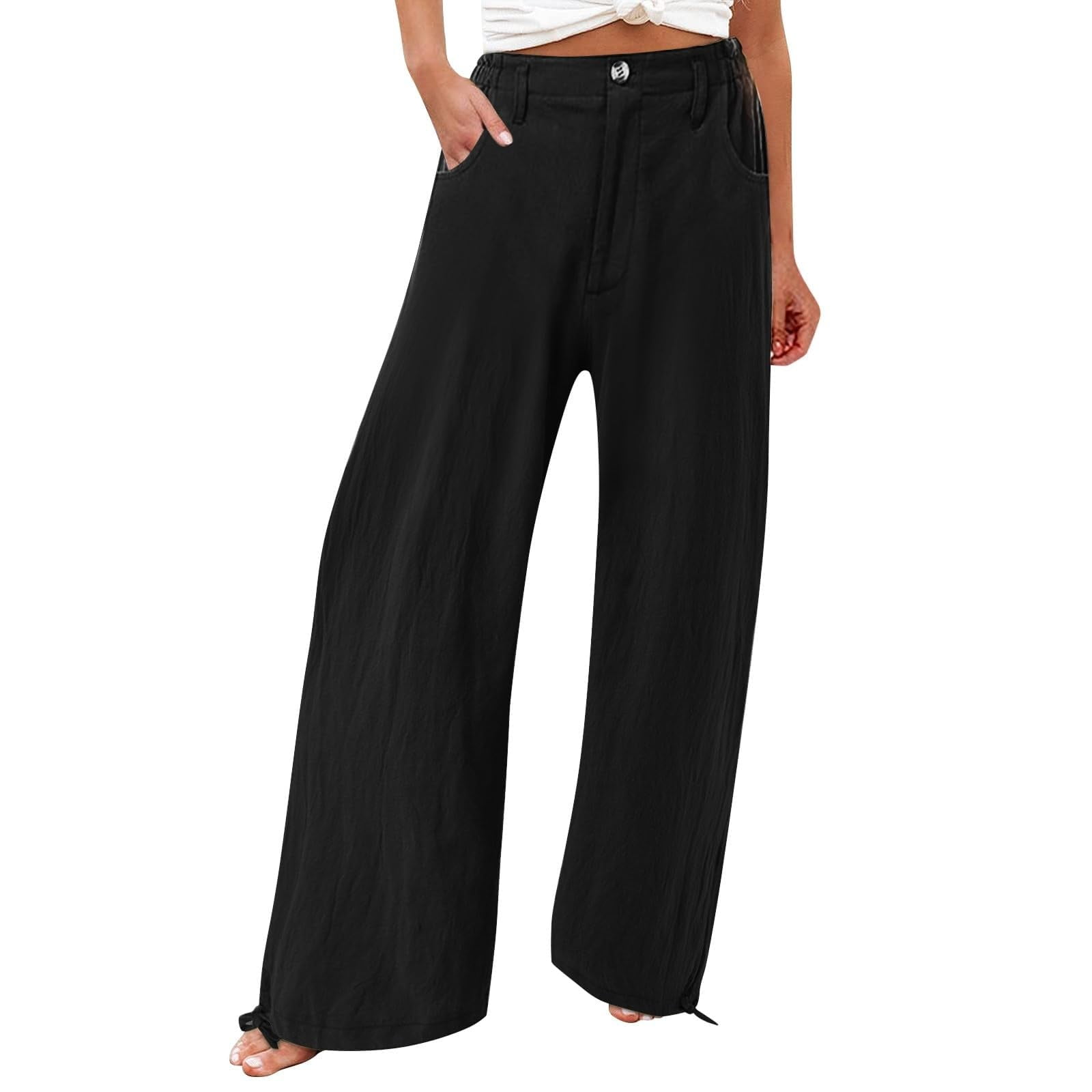 Aofany Pants for Women,Women Casual High Waist Loose Straight Wide Leg ...