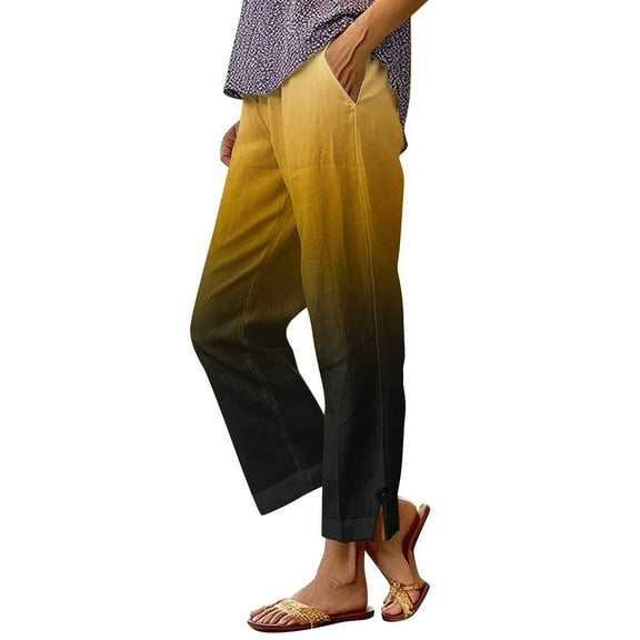 Aofany Pants for Women with Pockets Linen Pants Comfy Elastic Waist Lounge Pants Lightweight Lady Pull on Pants Trousers