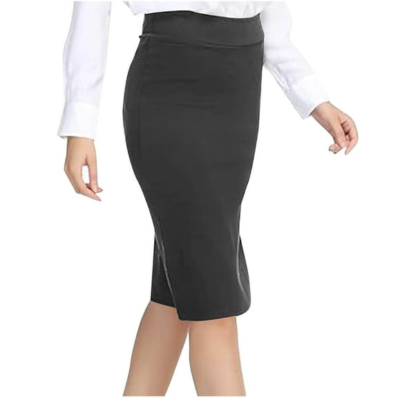Aofany Pencil Skirt for Women Basic Stretch Bodycon Midi Below the Knee Skirts High Waist Business Work Office Wrap Skirts