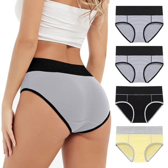 Aofany Period Underwear for Women 4PC Women Solid Color Patchwork Briefs Panties Underwear Bikini Underpants