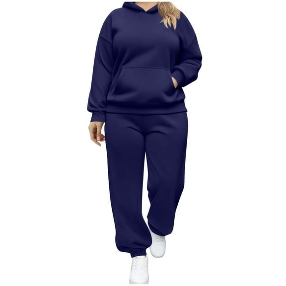 Aofany Piece Activewear Outfits for Women Oversized Solid Color Hoodie Sweatshirt and Loose Sweatpants Jogger Tracksuit Set