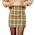 thumbnail image 1 of Aofany Plaid Skirt for Women Basic High Waisted Bodycon Mini Skirt Slim Fit Casual Short Pencil Skirt with Slit, 1 of 8