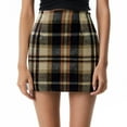 thumbnail image 1 of Aofany Plaid Skirt for Women High Waisted Fall Winter Mini Wrap Wool Skirts Comfy Bodycon Pencil Mini Skirts for Ladies, 1 of 5