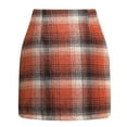 thumbnail image 1 of Aofany Plaid Skirt for Women High Waisted Fall Winter Mini Wrap Wool Skirts Comfy Bodycon Pencil Mini Skirts for Ladies, 1 of 5