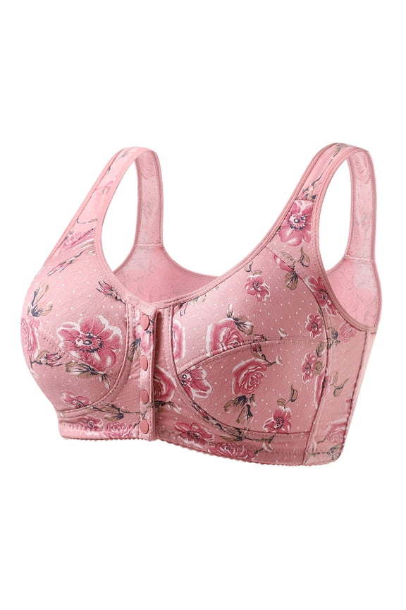 Plus Size Bras for Women Front Closure No Underwire Push Up Bralettes Comfortable Stretch Full Coverage Everyday Bras for Big Bust, 36B/C-46B/C