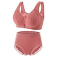 thumbnail image 1 of Aofany Plus Size Bras and Panty Sets for Women Front Button Push Up Full Coverage Bras and High Waist Panties Everyday Underwear Set, 1 of 7
