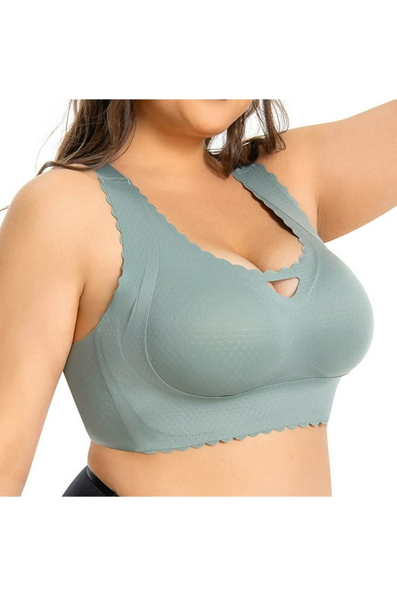 Plus Size Bras for Women Full Cup Seamless Push Up Shaping Wire Free Everyday Bra Size 40C-46C