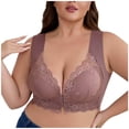 thumbnail image 1 of Aofany Plus Size Bras for Women Full-Figure Wireless Front Closure Soft Bras Solid Color Lace Lifting Brassiere, 36B/C-42B/C, 1 of 5
