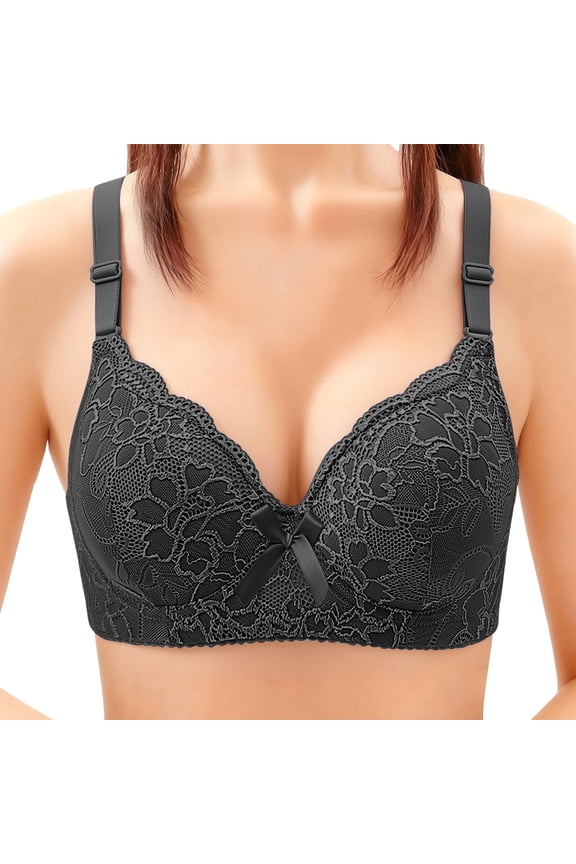 Plus Size Bras for Women Lace Push Up Full Coverage Underwire T-Shirt Bra Lightly Lined Womens Everyday Comfort Bra, 36B/C-46B/C
