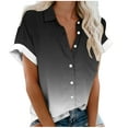 thumbnail image 1 of Aofany Plus Size Button Down Shirts for Women Gradient Summer Casual Short Sleeve Turndown Collar Blouse Tops, 1 of 4