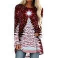 thumbnail image 1 of Aofany Plus Size Christmas Shirts for Women Xmas Tree Print Holiday Tops Long Sleeve Crewneck Tunic Blouses, 1 of 4