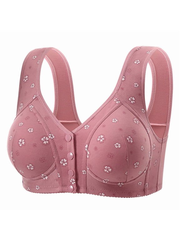 Plus-Size Front-Closure Bras for Women Wireless Shaped Cup Bra Push Up Breathable Tank Top Style Bra, 36BC-50BC